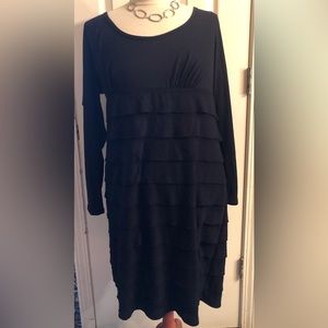 New Max Studio long sleeve black knee length dress 1X